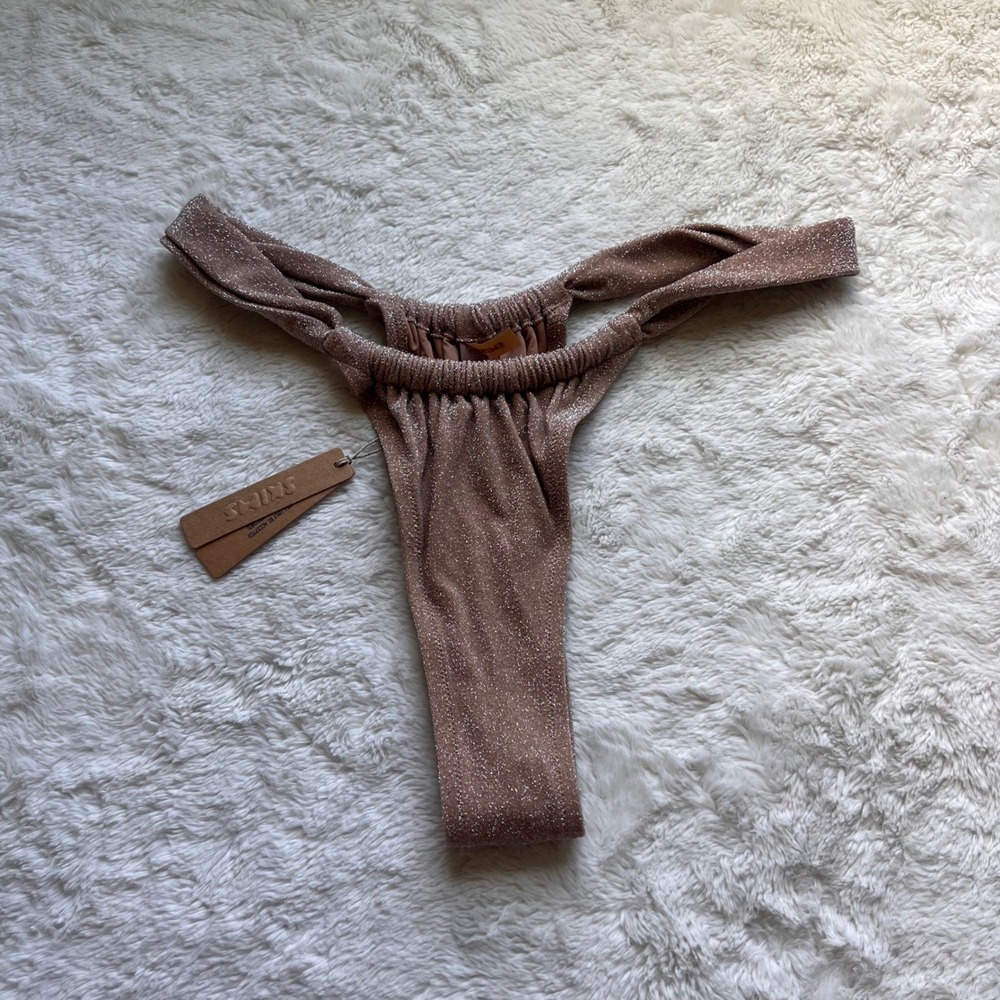 SKIMS Metallic Swim Thong Bikini Bottom Copper Bronze SW-TAN-0107 Size 2X NWT